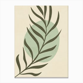 Minimal Botanical Leaf Art - Abstract Green and Beige Decor Canvas Print