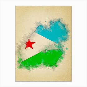 Djibouti Flag Vintage Canvas Print