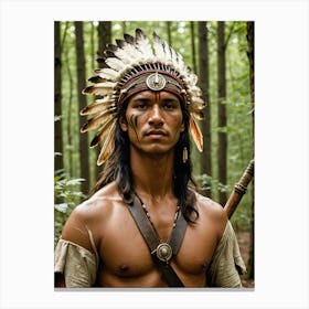 Indian Man In The Forest 2 Canvas Print