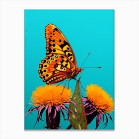 Pop Art Fritillary Butterfly 3 Canvas Print