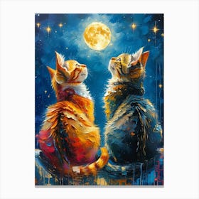 Two Cats Admire The Moon Pt. 2 Canvas Print