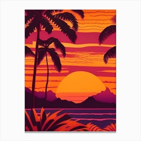 Hawaii Retro Sunset 4 Canvas Print
