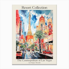 Poster Of The Cosmopolitan Of Las Vegas   Las Vegas, Nevada   Resort Collection Storybook Illustration 2 Canvas Print