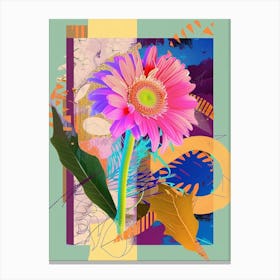 Gerbera Daisy 3 Neon Flower Collage Canvas Print