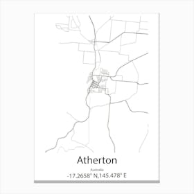 Atherton,Australia Minimalist Map Canvas Print