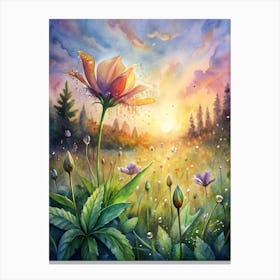 Sunset Flower Painting Canvas Print