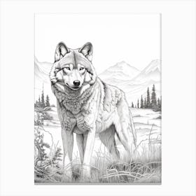 Gray Wolf Drawing 4 Canvas Print