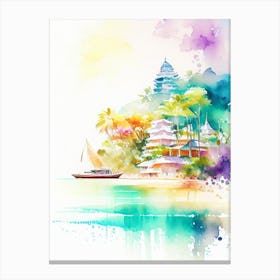 Phuket Thailand Watercolour Pastel Tropical Destination Canvas Print