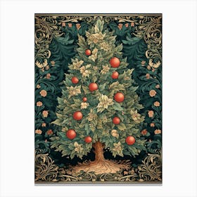 William Morris Style Christmas Tree 18 Canvas Print