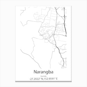 Narangba,Australia Minimalist Map Canvas Print