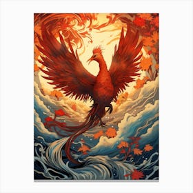 Phoenix Animal Drawing In The Style Of Ukiyo E 4 Canvas Print