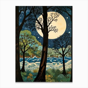 William Morris Moonlight In The Woods Canvas Print