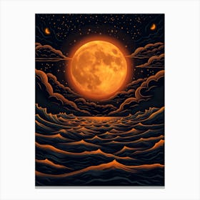 Full Moon Over The Ocean 2 Canvas Print