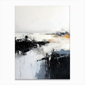 Abstract Painting, Black and White River Canvas Print