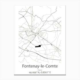 Fontenay Le Comte,France Minimalist Map Canvas Print