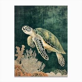 Textured Sea Turtle Painting Canvas Print