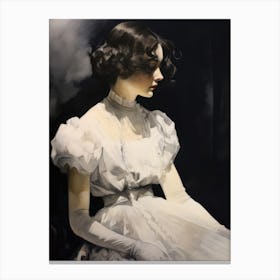 Moody Portrait Woman Painting Canvas Print