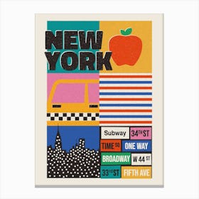 New York City Retro Travel Art Canvas Print