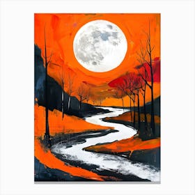 Full Moon Over A River Canvas Print