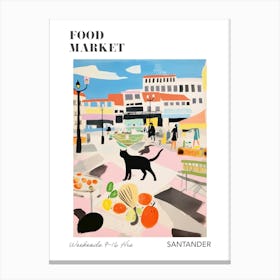 The Food Market In Santander 1 Illustration Poster Canvas Print