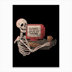 Game Over Skull - Funny Geek Skeleton Gift Canvas Print