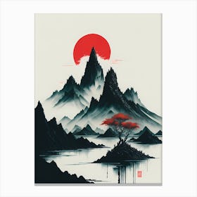 Chinese Landscape Mountains Ink Painting (7) 1 Canvas Print
