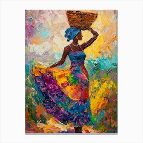 African Woman With Basket Canvas Print