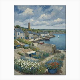 Village By The Sea Breezes and Boats Canvas Print