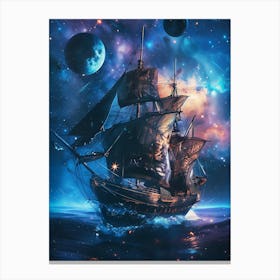 Fantasy Ship Floating in the Galaxy 15 Canvas Print