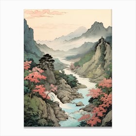 Iya Valley In Tokushima, Ukiyo E Drawing 4 Canvas Print