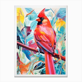 Colourful Bird Painting Northern Cardinal 4 Canvas Print