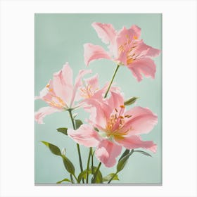 Lilies Flowers Acrylic Painting In Pastel Colours 10 Canvas Print
