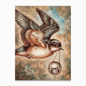 Swallow With Cat Canvas Print