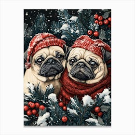 Christmas Pugs 19 Canvas Print