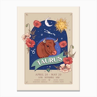 Zodiac Sign Taurus Canvas Print