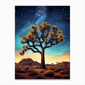 Joshua Tree With Starry Sky In Nat Viga Style (4) Canvas Print