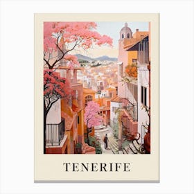 Tenerife Spain 2 Vintage Pink Travel Illustration Poster Canvas Print