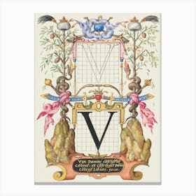 Guide For Constructing The Letter V From Mira Calligraphiae Monumenta, Joris Hoefnagel Canvas Print