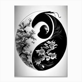 Black And White Yin and Yang Illustration Canvas Print