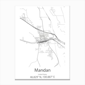 Mandan,United States Minimalist Map Canvas Print