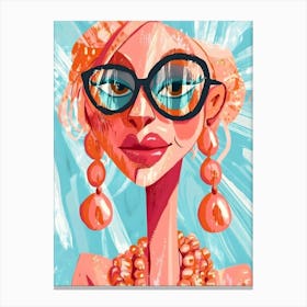 Woman In Glasses Canvas Print