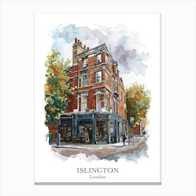 Islington London Borough   Street Watercolour 1 Poster Canvas Print