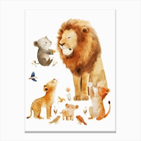 African Lion Interaction With Other Wildlife Clipart 4 Canvas Print