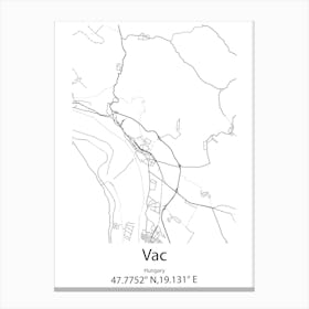 Vac,Hungary Minimalist Map Canvas Print