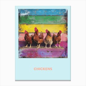 Chickens In The Barn Rainbow Poster Canvas Print