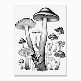 Mushroom Drawing B&W 4 Canvas Print