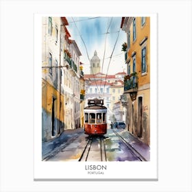 Lisbon Portugal Watercolour Travel Poster 1 Canvas Print