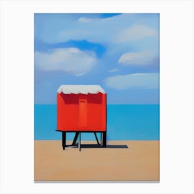 Lone Lifeguard Hut Red Canvas Print