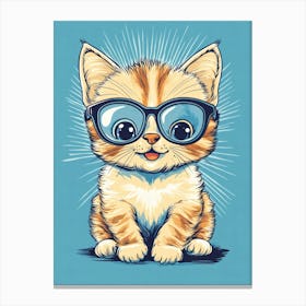 Cute Kitten In Glasses Canvas Print