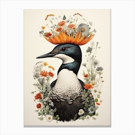 Bird With A Flower Crown Common Loon 3 Canvas Print
